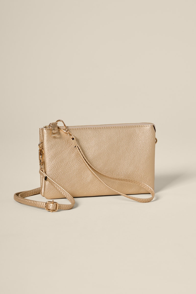 Mona Vegan Leather Gold Wallet On A String | Francesca's