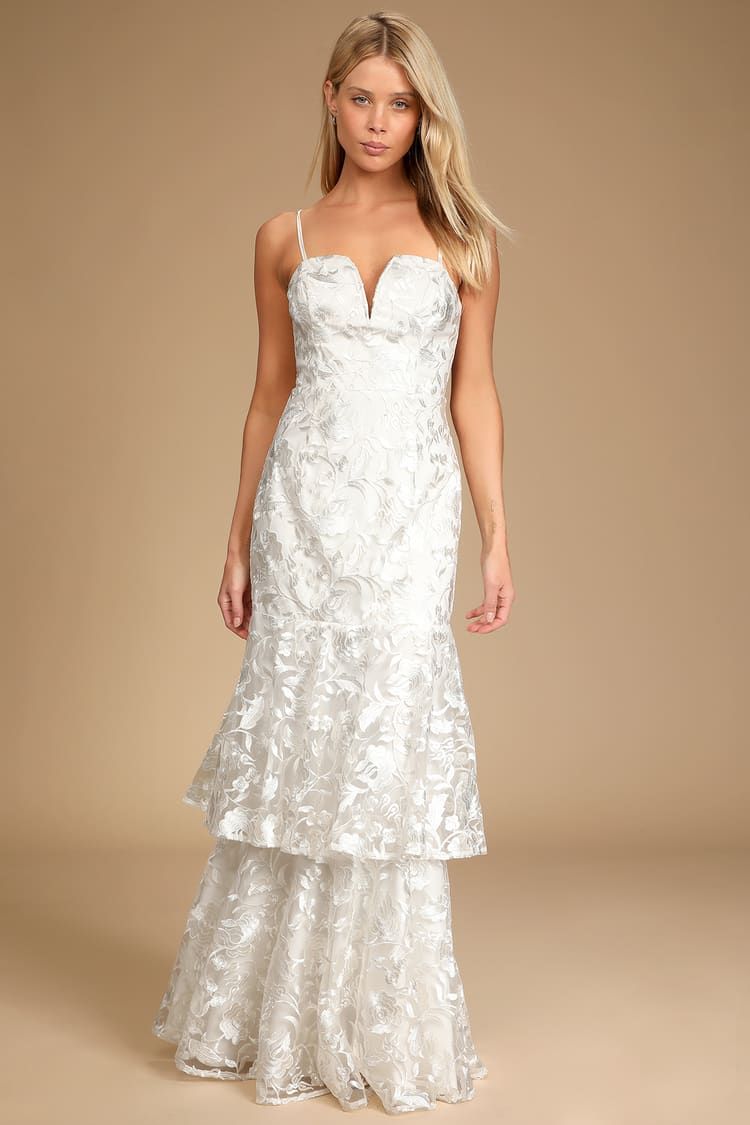 Elegant Ways White Floral Embroidered Tiered Maxi Dress | Lulus (US)