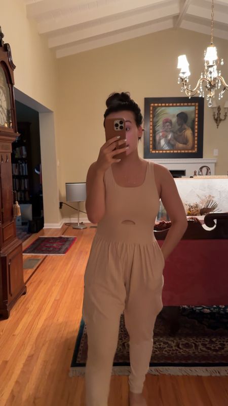 This is the most comfortable jumpsuit! Perfect as a mom outfit for on the go. Wearing a medium but could definitely do a small! 

#LTKFindsUnder100 #LTKFindsUnder50