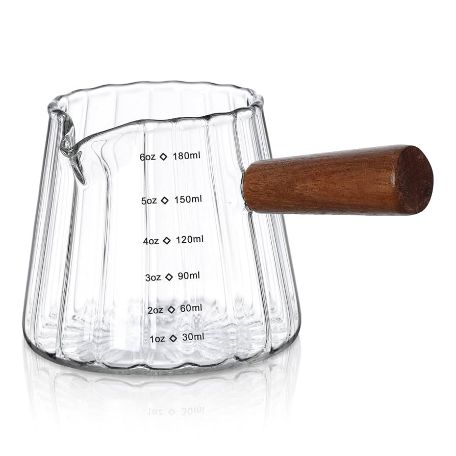 Joeyan 6 oz Glass Measuring Cups with Spout,Borosilicate Glass Triple Pitcher with Scale,Origami ... | Amazon (US)