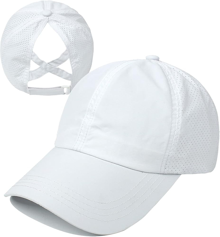 HGGE Womens Criss Cross Ponytail Baseball Cap Adjustable High Messy Bun Ponycap Quick Drying Hat | Amazon (US)