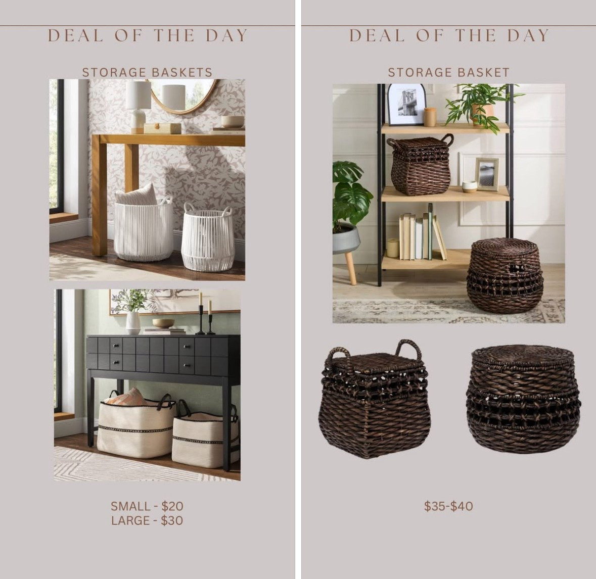 New target storage baskets!!! Wow! These prices are so good 😍🙌🏻

$20-$30 rope & woven styles and $35-$40 lidded baskets

#LTKSaleAlert #LTKFindsUnder50 #LTKHome