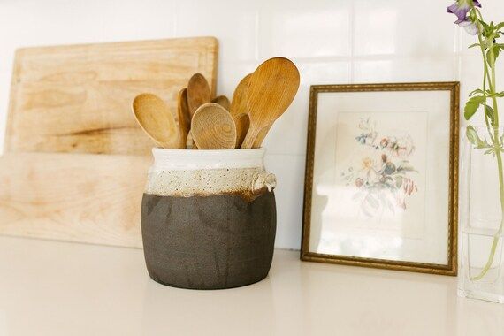 Heritage Stoneware Crock - Ceramic Vase - Spoon Holder - Utensil Crock - Handmade Crock - Utensil... | Etsy (US)