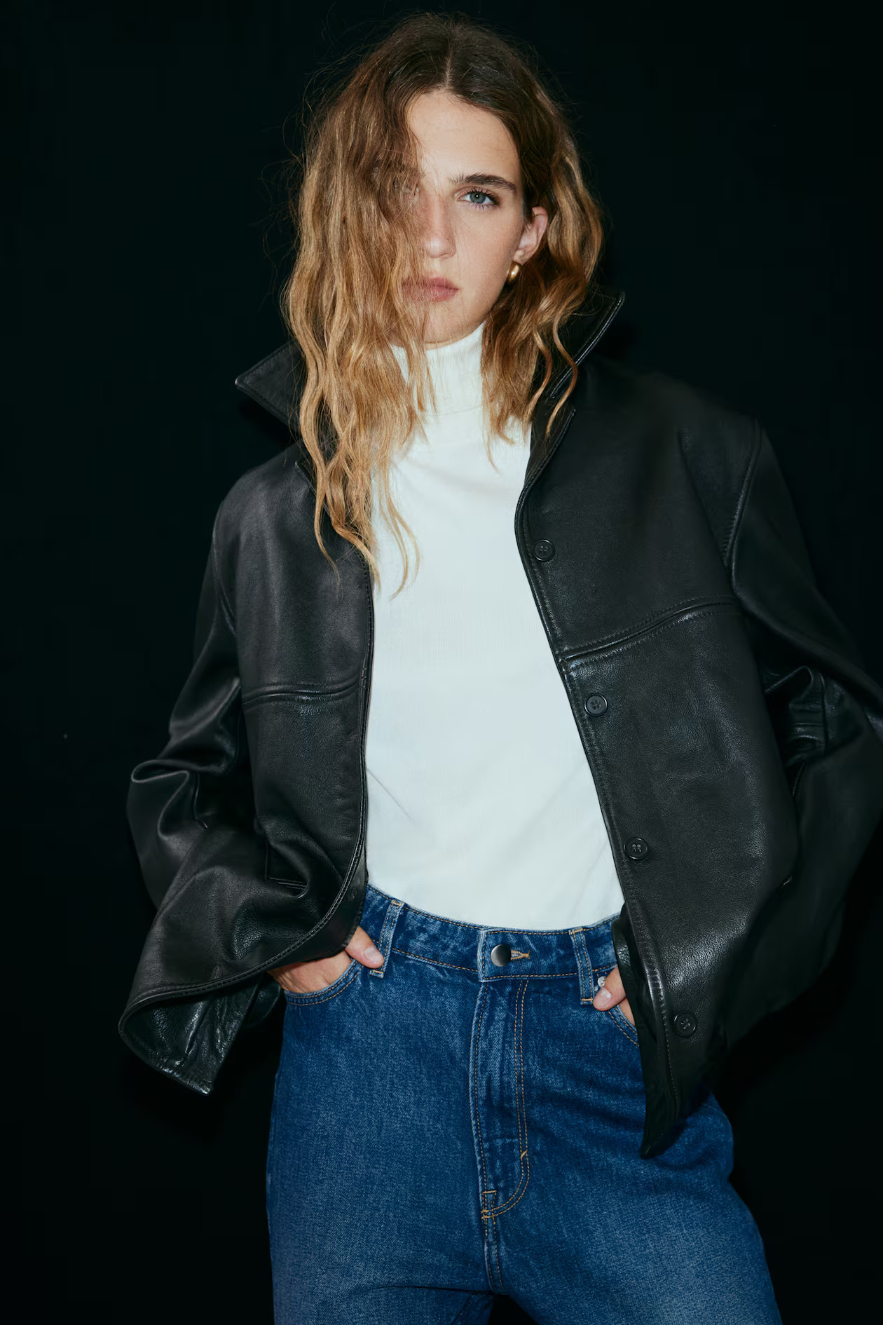 Leather jacket - Dark brown - Ladies | H&M GB | H&M (UK, MY, IN, SG, PH, TW, HK)