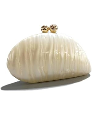 Acrylic Shell Shaped Bag Luxury Marble Clutch Evening Purses for Women Glitter Handbag for Weddin... | Amazon (US)