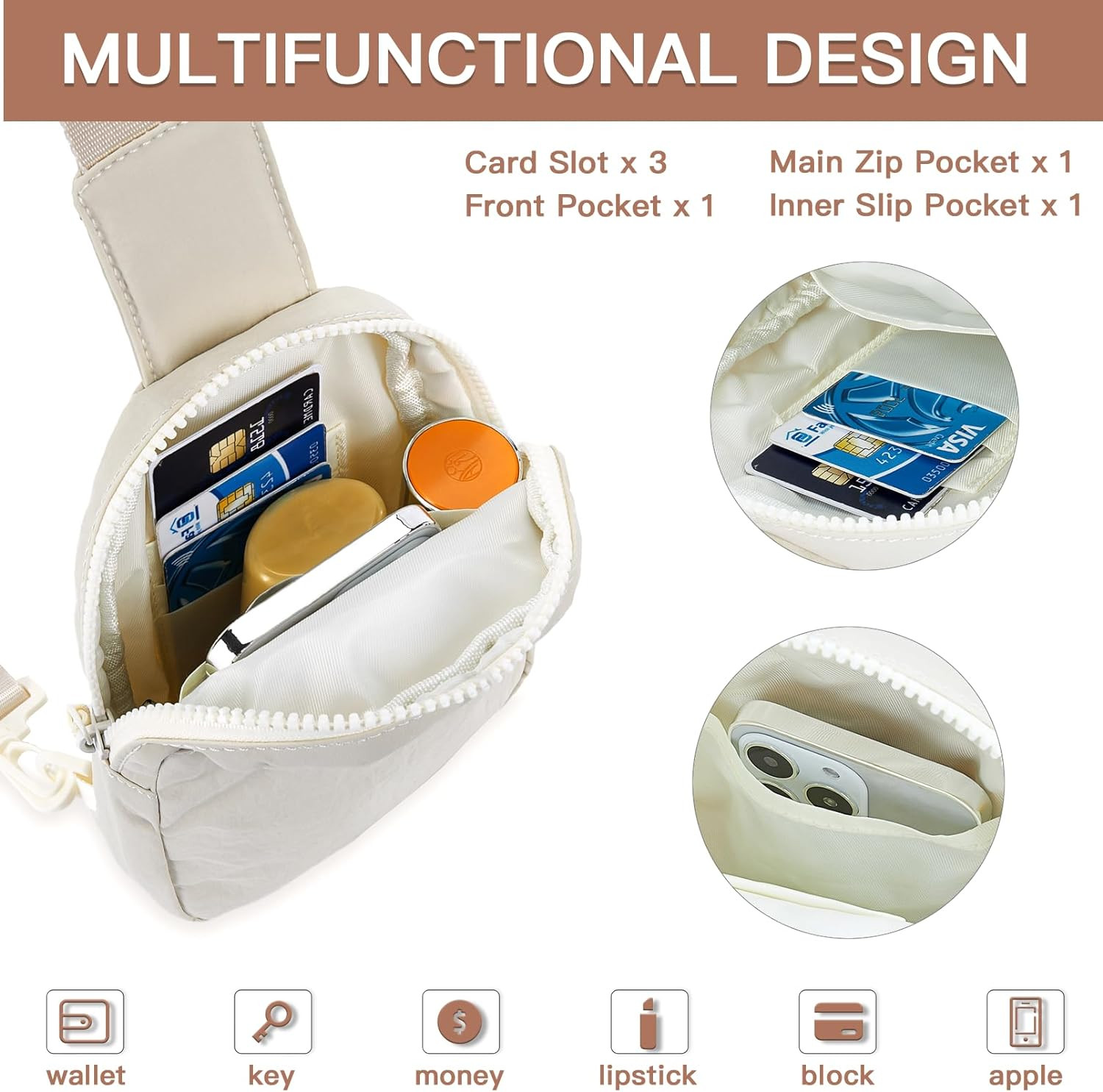 Telena Sling Bag Crossbody Purse Fanny Pack for women Small Chest Bag Lightweight with Adjustable... | Amazon (US)