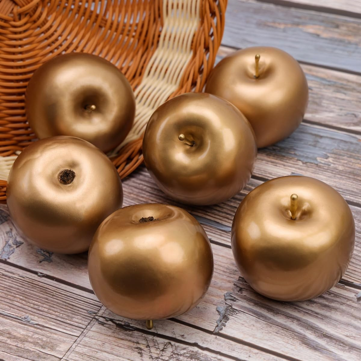 6 PCS Artificial Golden Realistic Apple Fake Lifelike Display Fruit Faux Simulation Plastic Food ... | Amazon (US)
