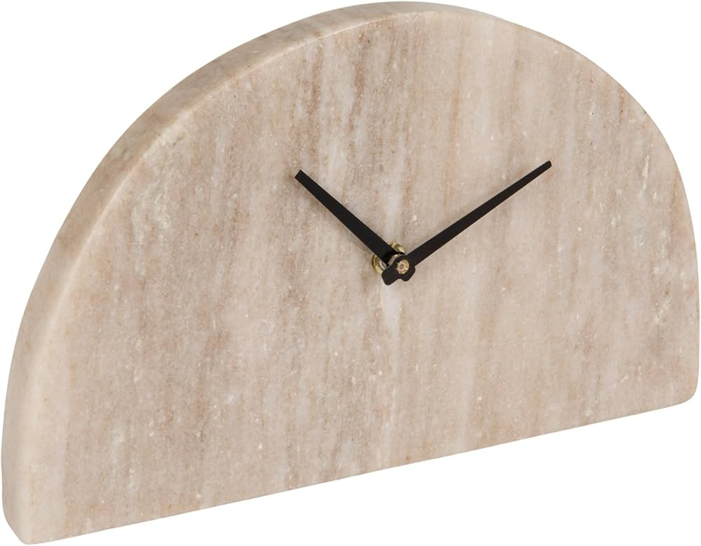 Bloomingville Decorative Half Moon Marble Mantel Clock, Beige and Black | Amazon (US)