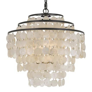 Brielle 4-light Dark Bronze/ Capiz Shell Chandelier | Bed Bath & Beyond