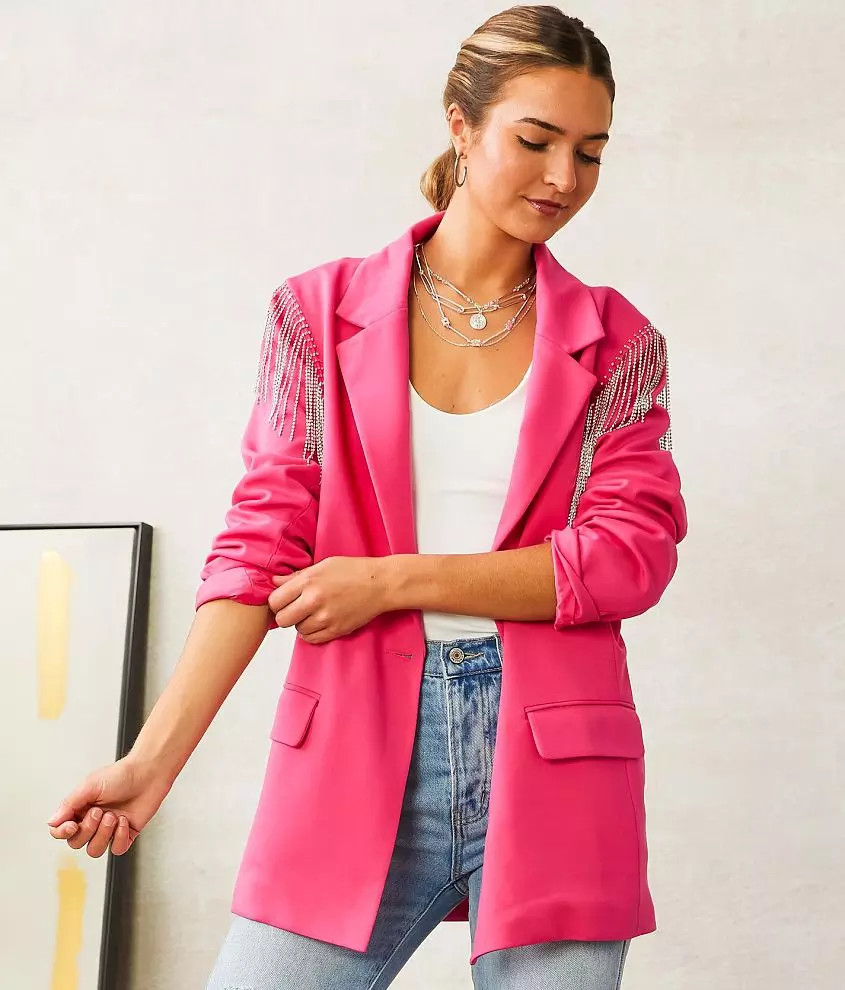 Blue B Rhinestone Fringe Blazer | Buckle