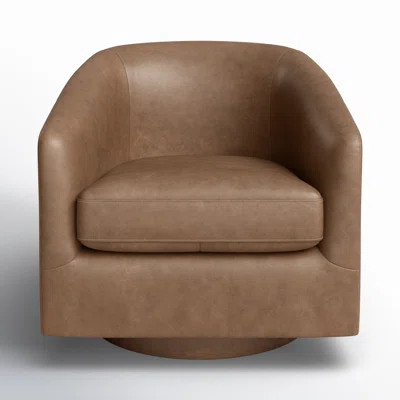 Bennett Genuine Leather Swivel Barrel Chair | Wayfair North America