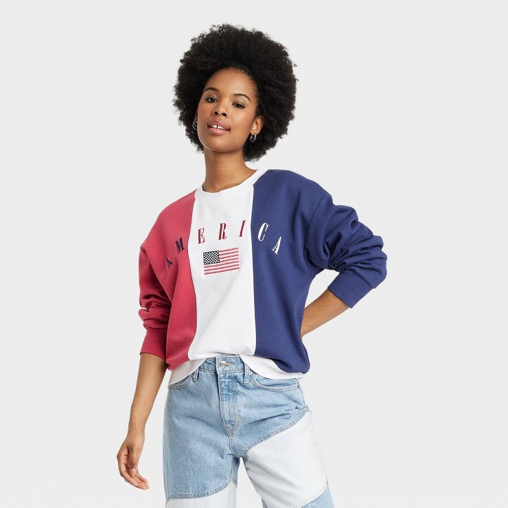 Women's Americana Color Block Graphic Sweatshirt | Target