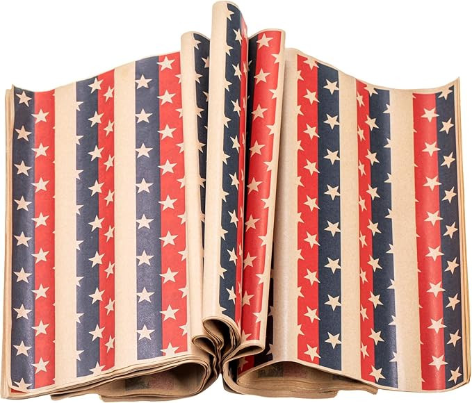 Teling 150 Pcs Patriotic Wax Paper Sheets Food Basket Liners Red White and Blue Baking Paper Shee... | Amazon (US)
