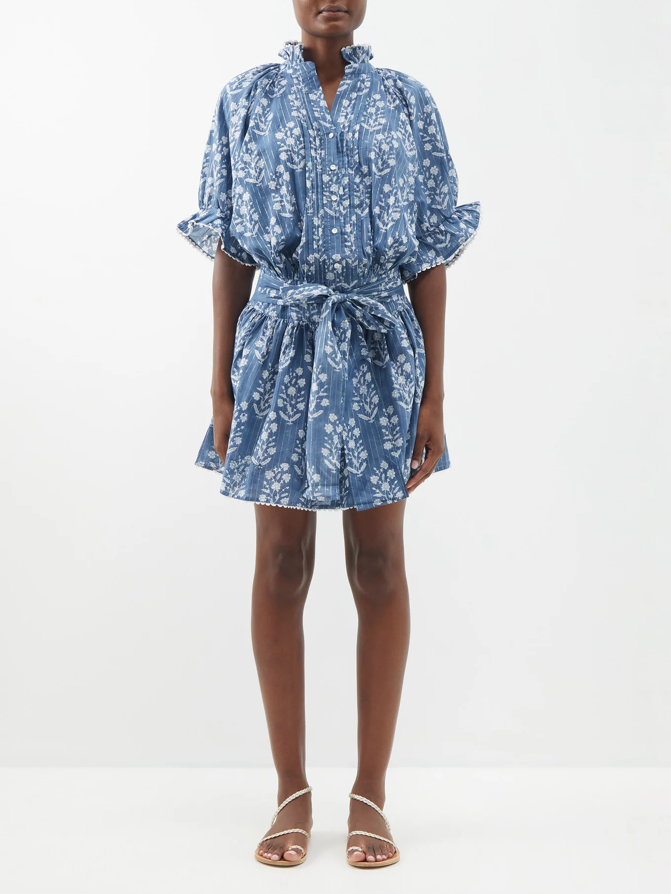Floral-print ruffled cotton-blend dress | Matches (US)