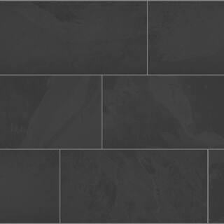 Florida Tile Home Collection Galactic Slate Black 12 in. x 24 in. Matte Porcelain Floor and Wall ... | The Home Depot