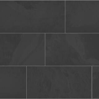Florida Tile Home Collection Galactic Slate Black 12 in. x 24 in. Matte Porcelain Floor and Wall ... | The Home Depot