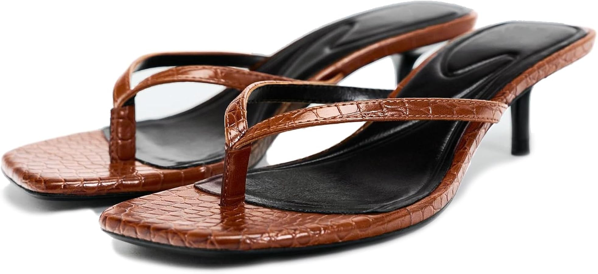 Women's Miami Kitten Heels Sandals Square Open Toe Thong Sandal Flip Flop Heels +Memory Foam Heel... | Amazon (US)