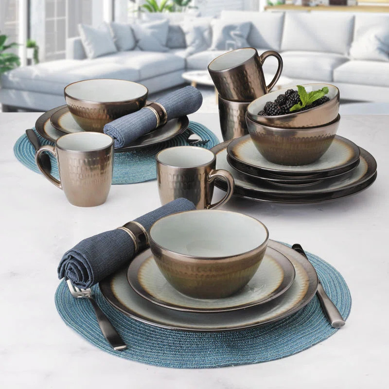 Gourmet Basics by Mikasa Anastasia 16-Piece Stoneware Dinnerware Set, Service for 4 | Wayfair North America