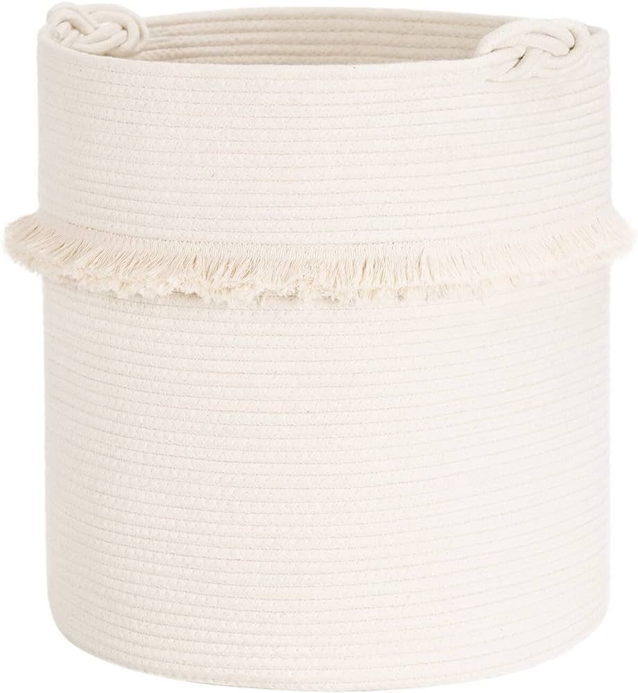 CherryNow Extra Large Woven Storage Baskets – 17'' x 16'' Cotton Rope Decorative Hamper for Mag... | Amazon (US)