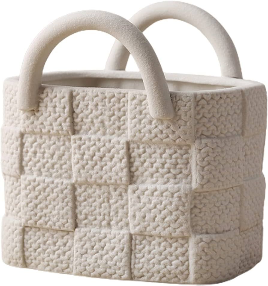 Creative Ceramic Vase, Modern Handbag Shaped Flower Vase, Morandi Tote Bag Art Vase Ceramic Flora... | Amazon (US)