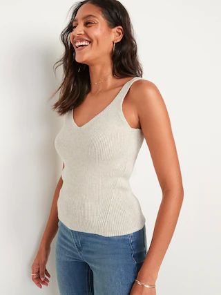 V-Neck Rib-Knit Sweater Tank Top for Women | Old Navy (US)