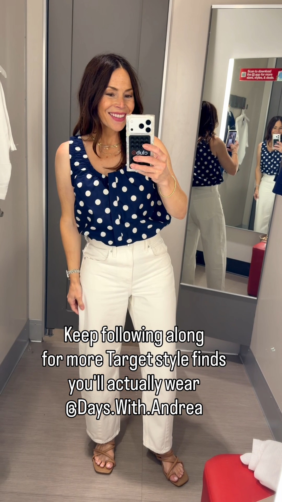 Something sporty, something flirty- both looks in navy & white. Classic and timeless, casual chic! Golf shorts and polo tank that are flattering and not frumpy. A polka dot bubble hem tank that is too cute!! Has a matching skirt too. Wearing with my favorite barrel leg jeans that are perfect for petites (I'm 5'2") wearing size small in everything and si3 2 in the jeans.

#LTKPetite #LTKOver40 #LTKMidsize