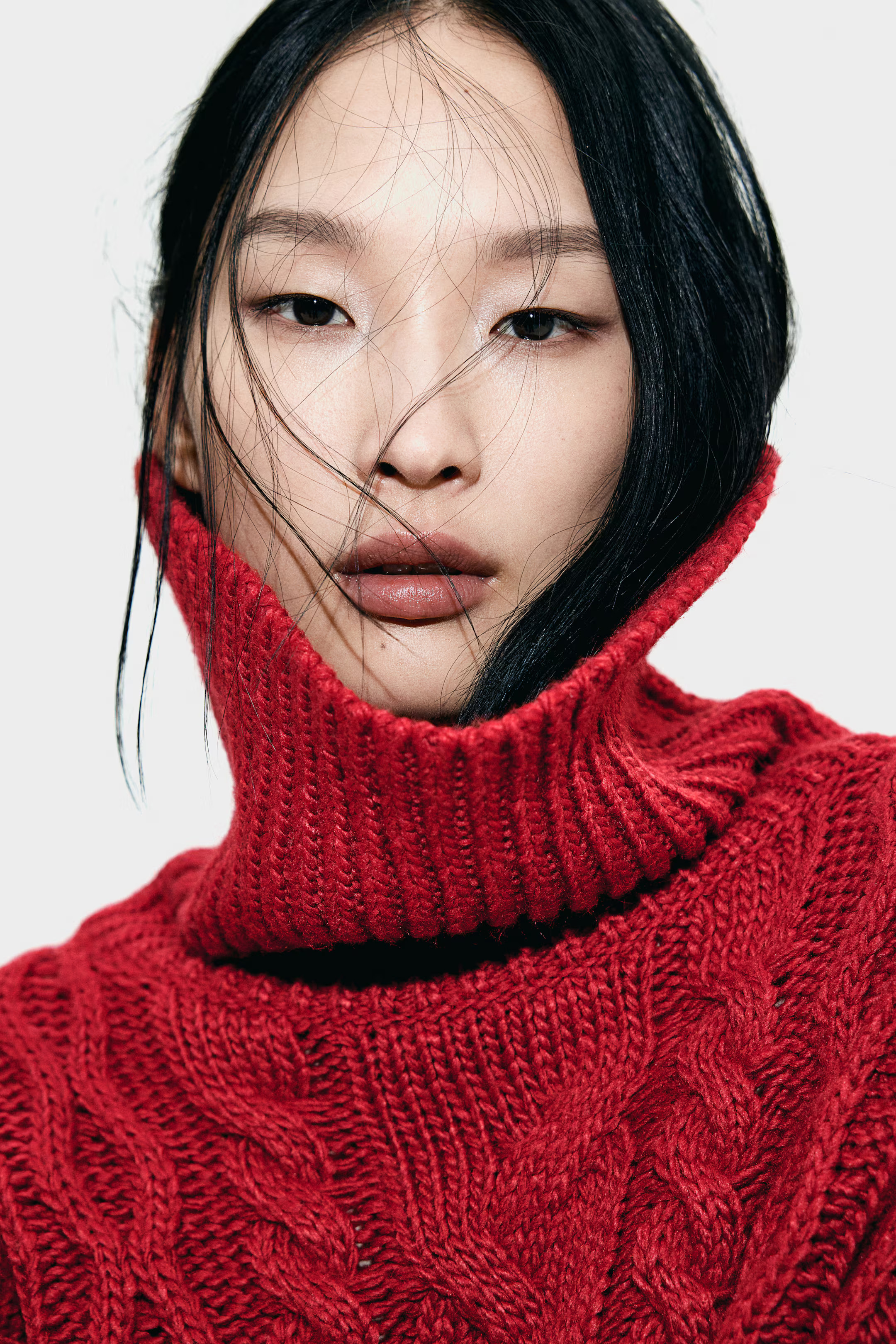 Cable-Knit Turtleneck Sweater - Red - Ladies | H&M US | H&M (US + CA)