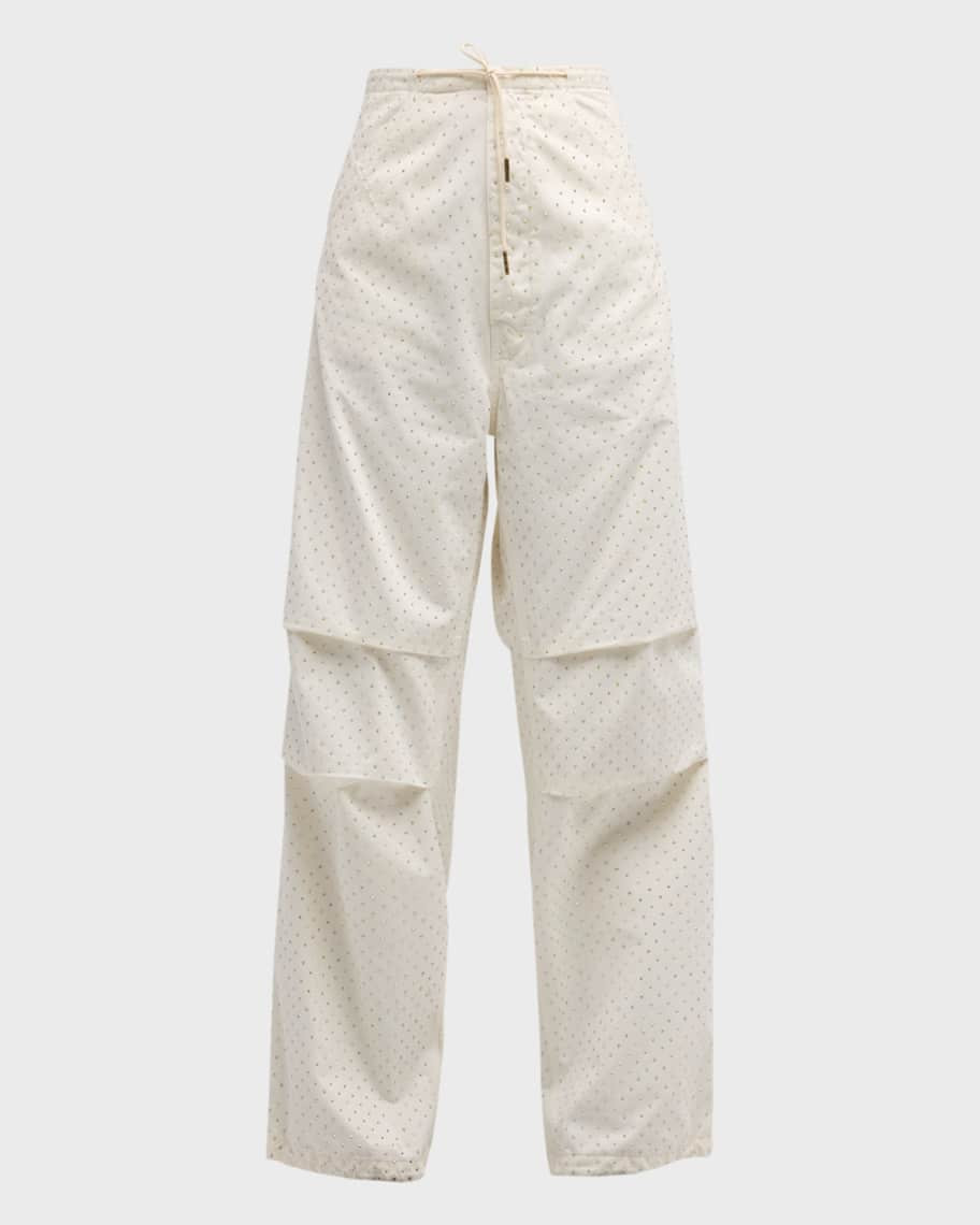 Daisy Wide Straight Embellished Drawstring Pants | Neiman Marcus