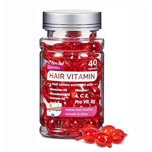 Pure Bali Hair Vitamins Moroccan Oil Capsules for Women & Men - Serum Enriched with Argan Oil & Avocado Oil for All Hair Type Frizzy Dry Curly - Vitamin A, E, Pro B5 (40 Capsules) | Amazon (US)
