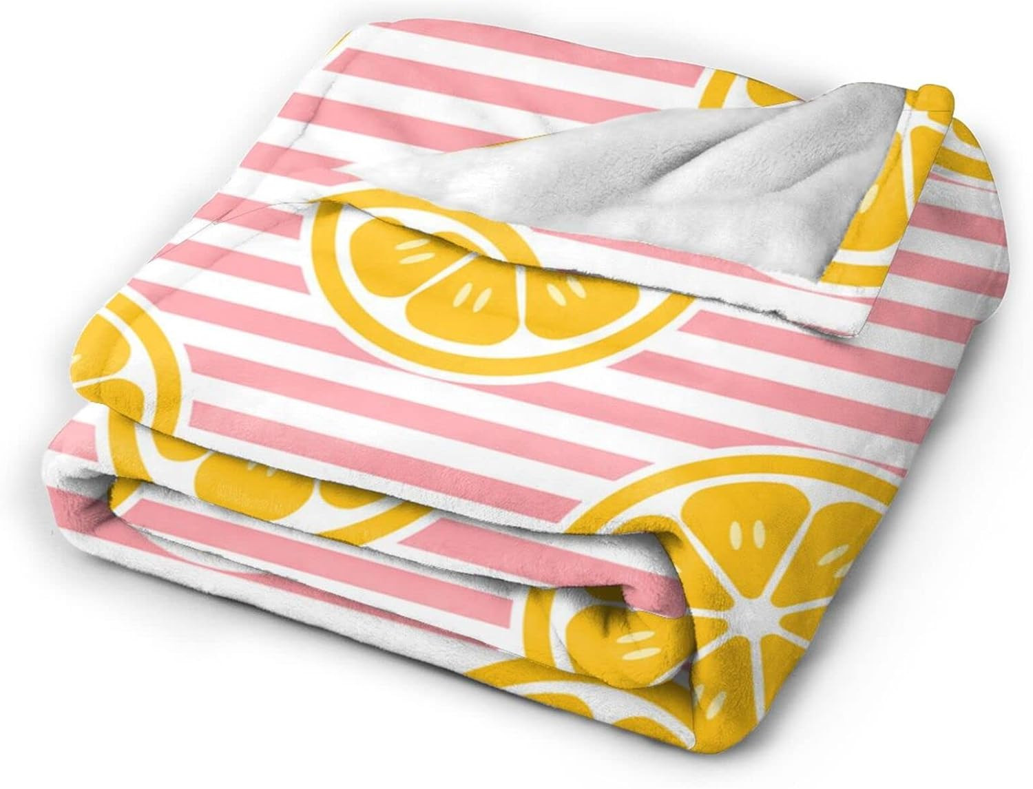 Lemon On Pink Stripes Lightweight Plush Fuzzy Cozy Soft Blankets and Throws for Sofa 60"X50" | Amazon (US)