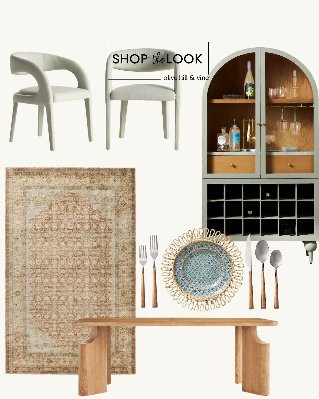 This dining room has us obsessed! The sculptural dining table steals the show, while fully upholstered modern chairs bring a luxe touch. The marble top bar cabinet wows with its arched top and removable turned legs. Layer in a Persian-style rug, handwoven placemats, and chic tableware for the perfect finishing touch.  

 

#LTKHome #LTKStyleTip #LTKFamily