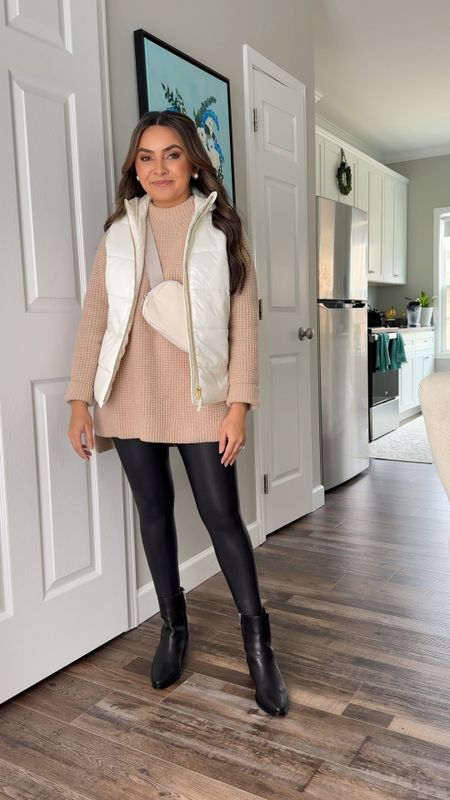 Quilted vest size XS - I like a roomy fit - size up to zip over sweaters 
Sweater size xxs - sold out, linked similar 
Leggings size small petite TTS - 10% off and free shipping with code HONEYSWEETXSPANX
Boots size 5.5 TTS

#LTKfindsunder100 #LTKGiftGuide #LTKstyletip