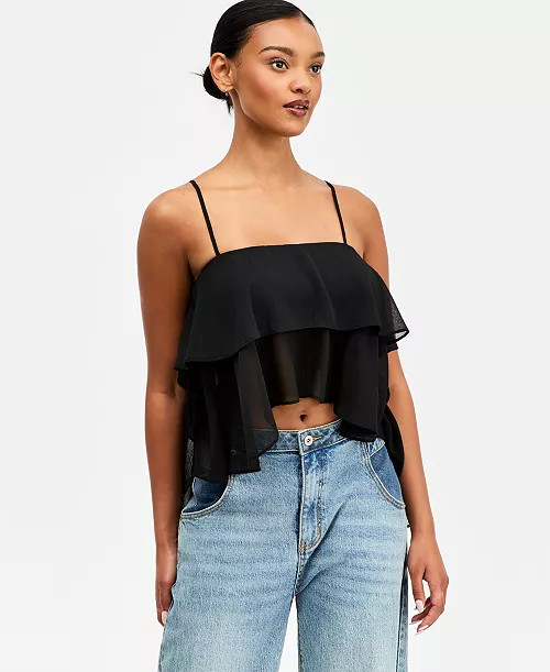 Women's High-Low Hem Tiered Chiffon Tank Top | Macy's