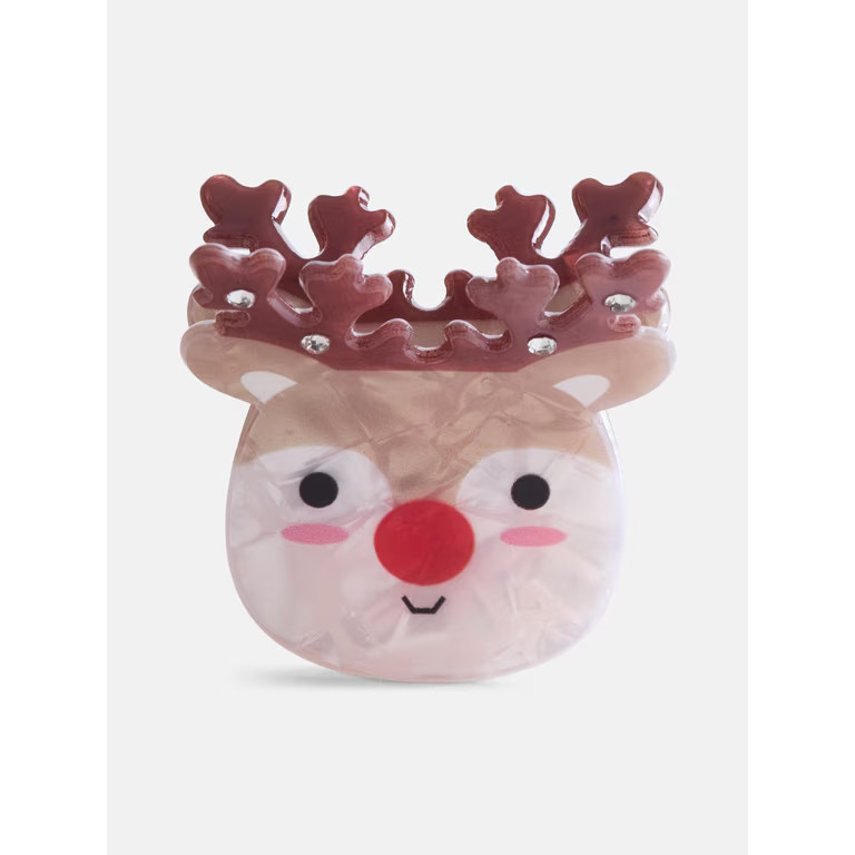 Holiday Time Women's Reindeer Hair Claw Clip | Walmart (US)