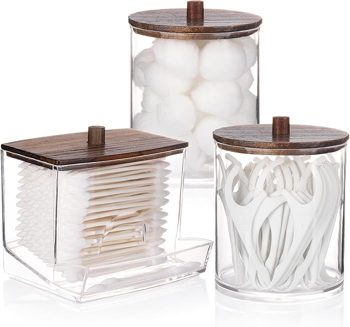 Tbestmax Qtips Dispenser Bathroom Container, 10/12 oz Big Cotton Ball Holder, Apothecary Jar Orga... | Amazon (US)