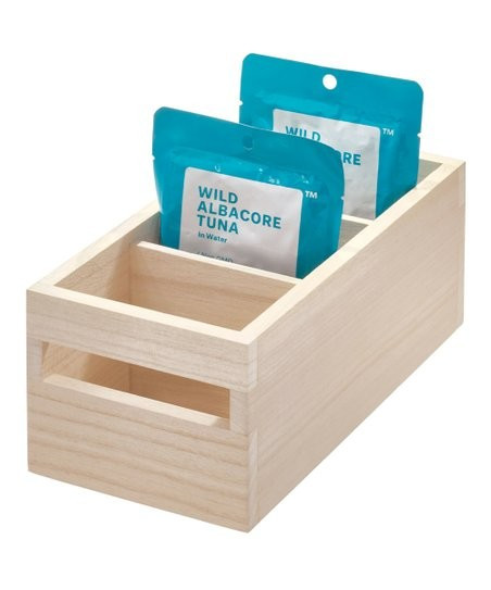 Beige Eco Paulownia Wood Divided Storage Bin | Zulily