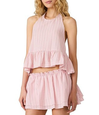 Steve Madden Maeva Puckered Stripe Two-Tier Mini Skirt | Dillard's | Dillard's