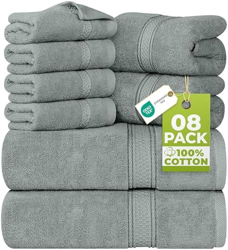 Utopia Towels 8 Piece Luxury Towel Set – Majestic Plush, Super Absorbent & Quicker-to-Dry, Thic... | Amazon (US)