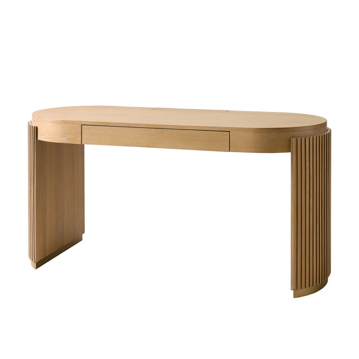 Kaybri Susana 60"W Modern Fluted Writing Desk with Storage Drawer and Power Outlet | Wayfair North America
