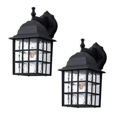 2 Pack Dusk To Dawn Outdoor Wall Sconce Light With Water Glass Shade | Wayfair North America