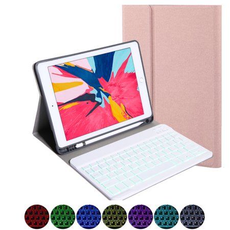 iPad 7 10.2（2019）7 Colors Backlit Tablet Bluetooth Keyboard and Cloth Marks Tablet Leather Protectiv | Walmart (US)