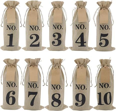 Amazon.com | HRX Package 10pcs Burlap Wine Bags with Tags for Blind Wine Tasting, Numbered Hessia... | Amazon (US)