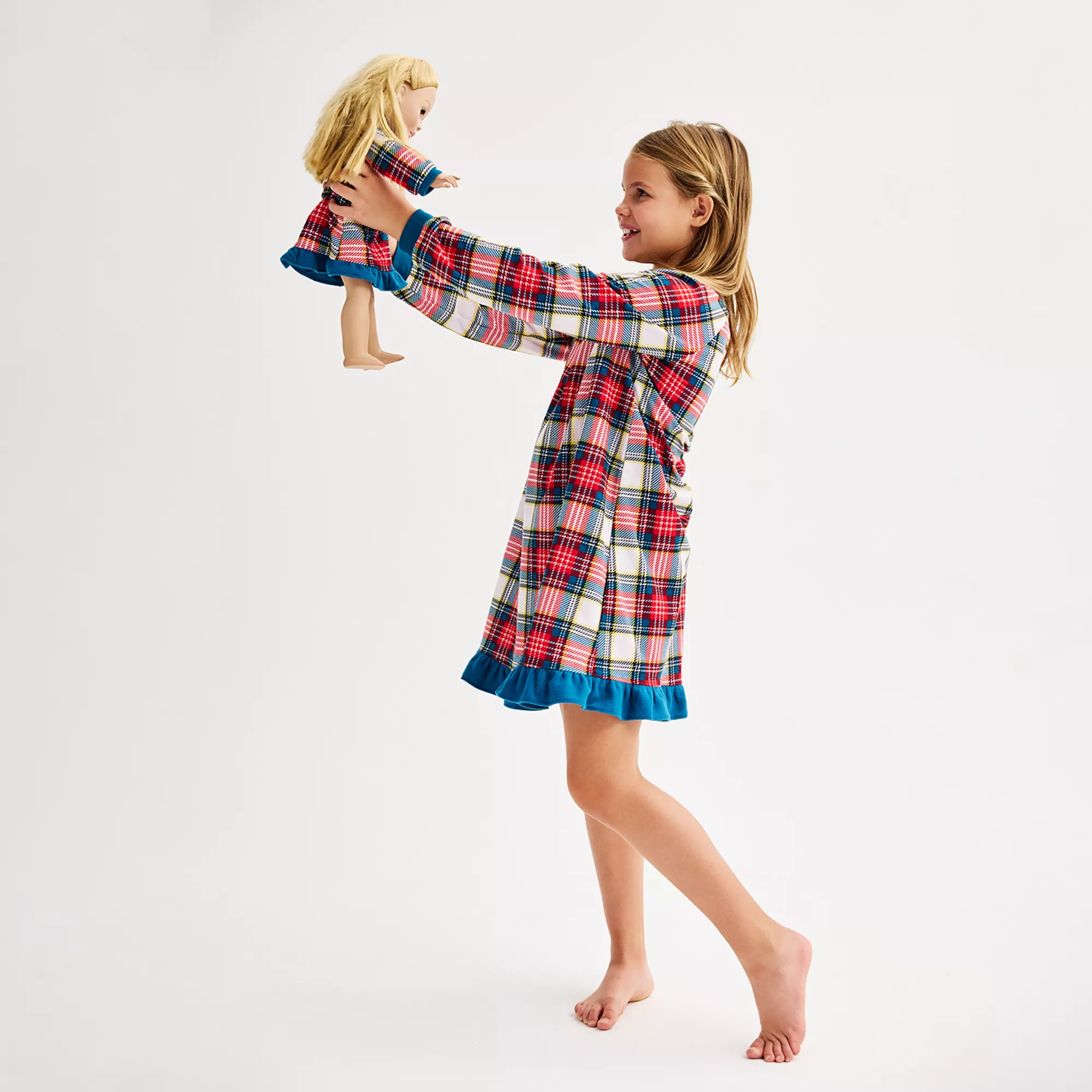 Girls 4-16 Jammies For Your Families® Jingle Bell Rock Plaid Nightgown & Matching Doll Gown | Kohl's