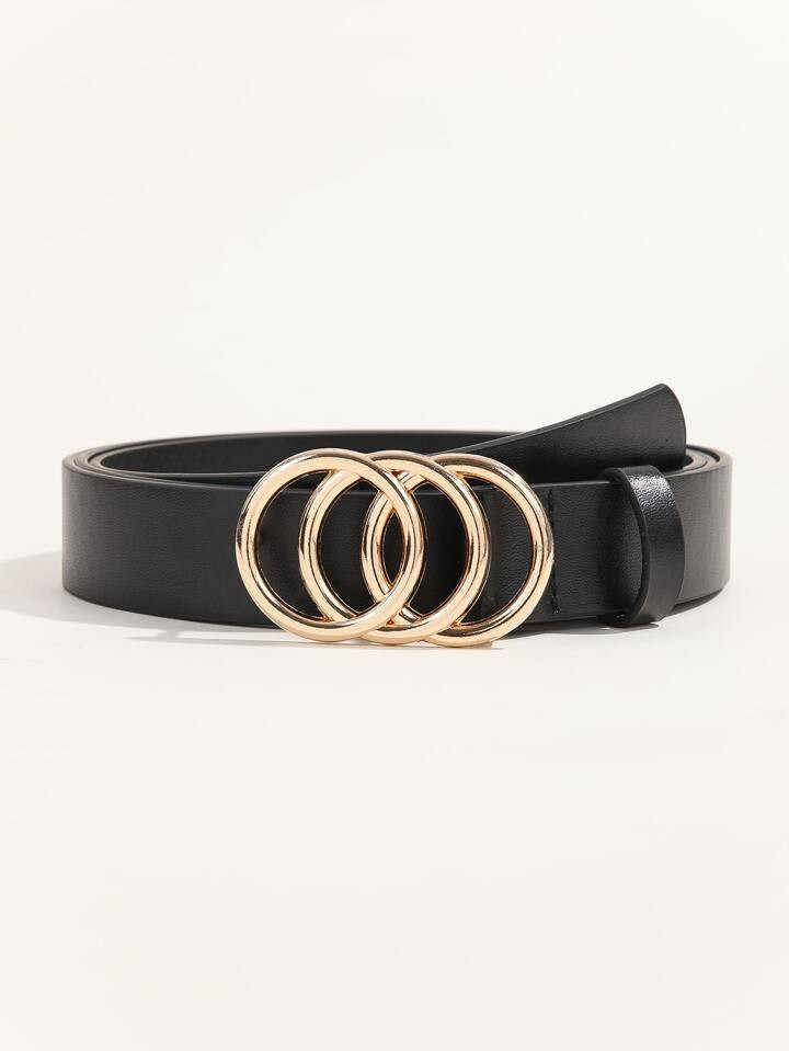 1pc Women Black Fashionable Metal Buckle Plus Size Belt With Hole Punch For Daily Life | SHEIN