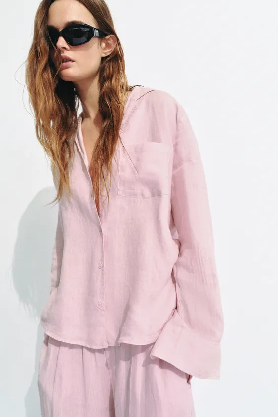 ZARA WOMAN COLLECTIONPants with a main fabric made of linen yarn. Mid-rise with an elastic waistb... | Zara Canada