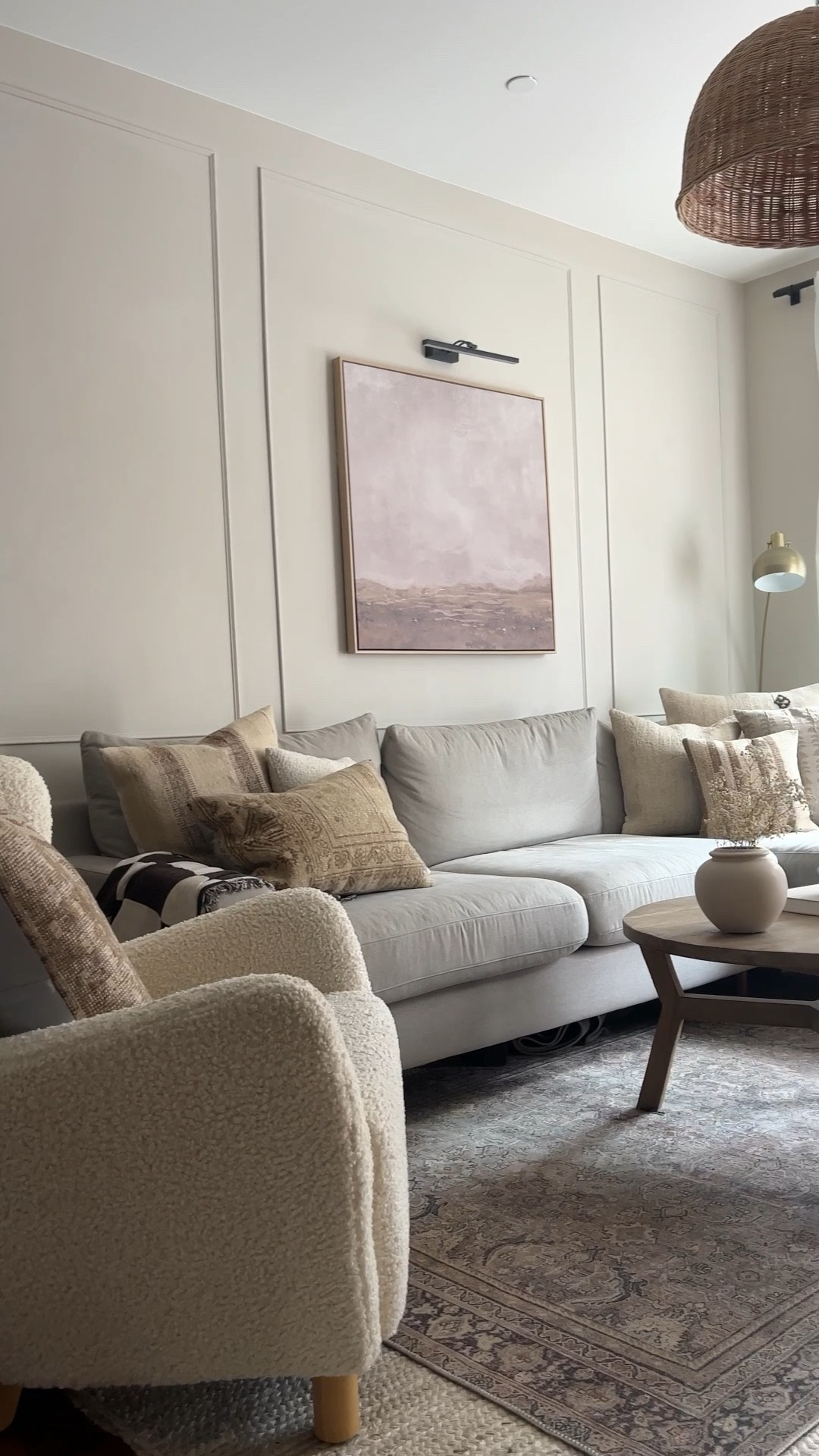 This weeks target home decor finds! Sherpa arm chair, woven ottoman, neutral throw pillow, framed art, checkered washable rug 

#LTKhome #LTKFind