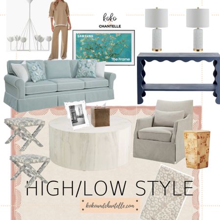 Hi/low style. Home. Big budget. Small budget. 
X bench
Drum coffee table
Scalloped console table 
Traditional couch
Frame tv
White chandelier 
White lamps
Burl wood side table
Acrylic picture frame 
Barefoot dreams blanket
Swivel chairr

#LTKfindsunder50 #LTKhome #LTKMostLoved