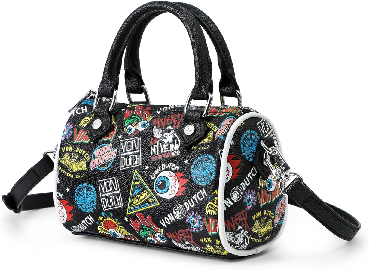 Von Dutch Jax Hanna Bag | 6.5” Vegan Leather Mini Crossbody with Logo Hardware, Top Handles & I... | Amazon (US)