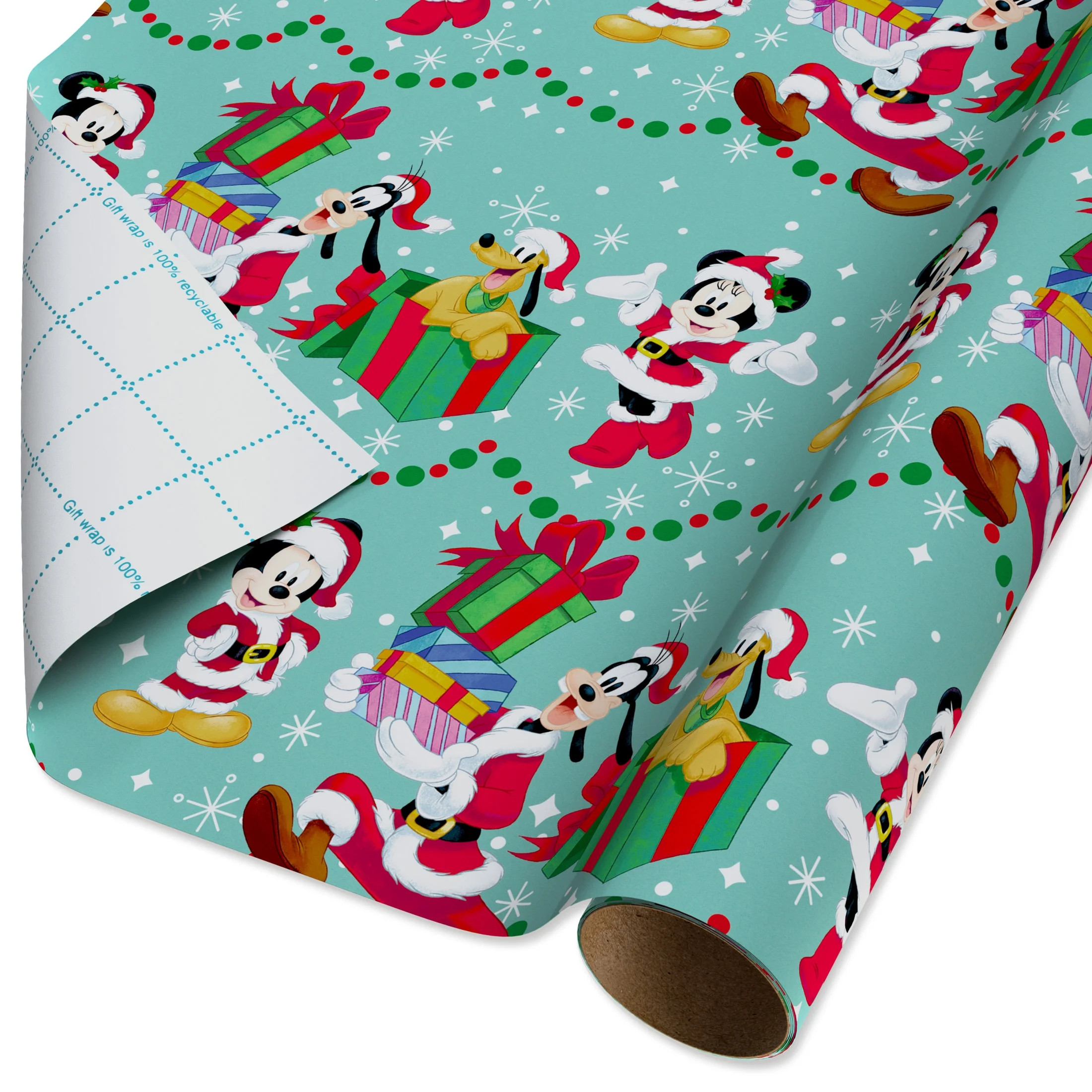 Plus Mark 30 in. Disney's Mickey Minnie Goofy and Pluto Blue Christmas Wrapping Paper with Cutlin... | Walmart (US)