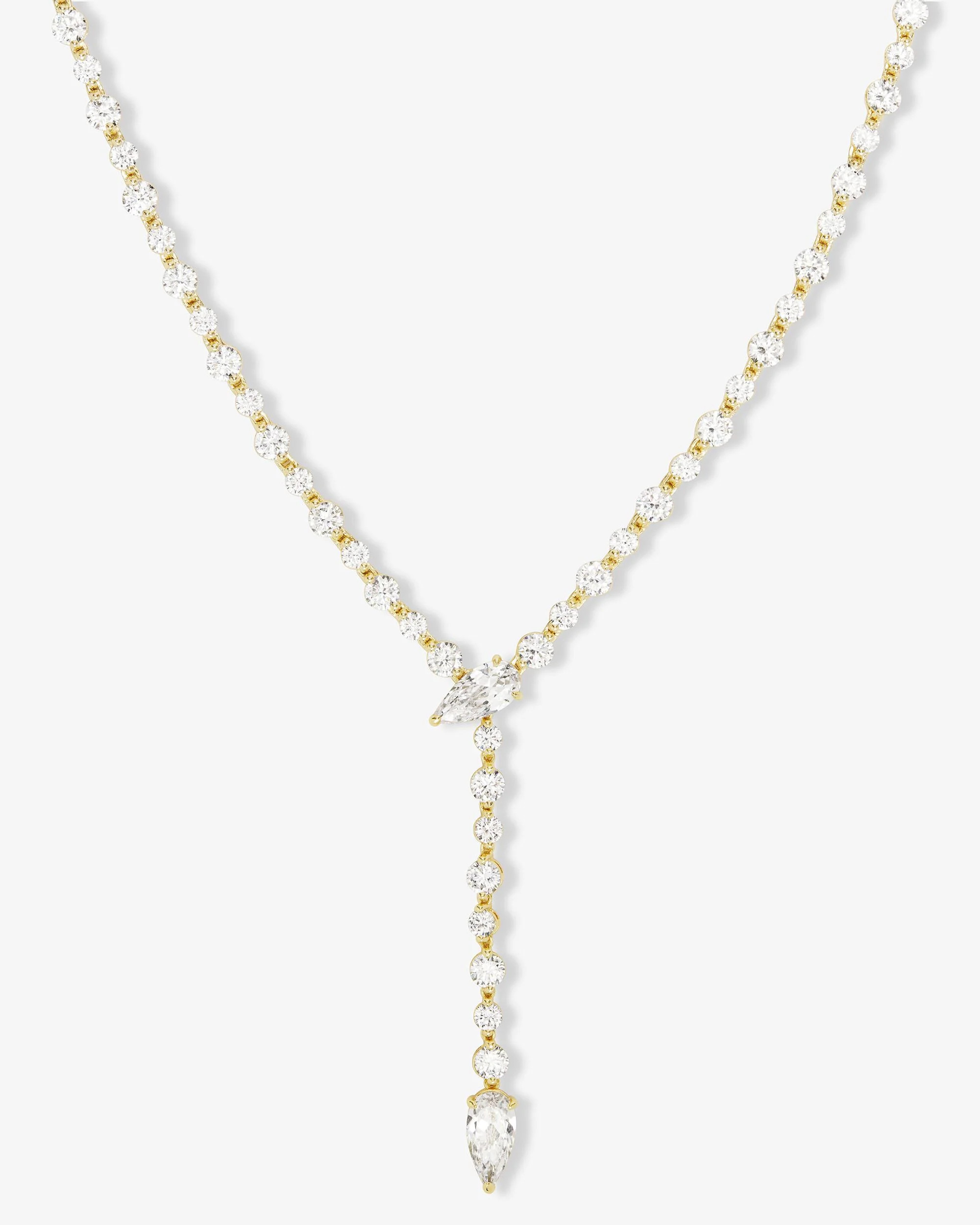She's Arrived Lariat Tennis Necklace - Gold|White Diamondettes | Melinda Maria Jewelry